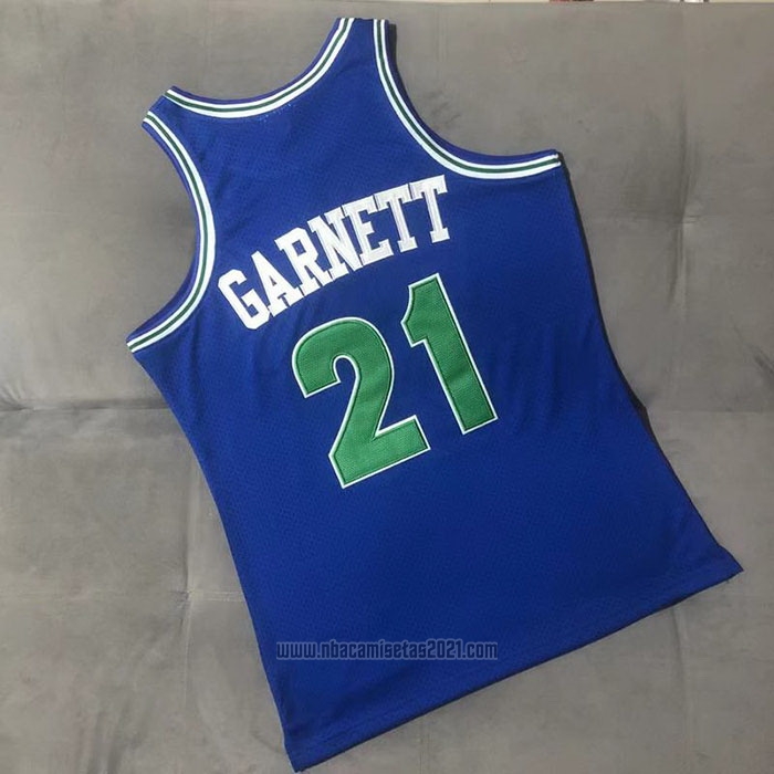 Camiseta Minnesota Timberwolves Kevin Garnett #21 Hardwood Classics Throwback Azul